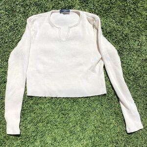Brandy Melville White Crop Top Long Sleeve One Size Brand New